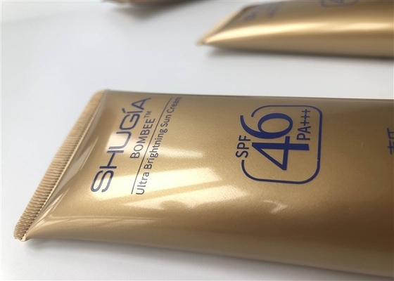 Flat Plastic Tube Bottles Ultra Brightning Sun Cream 1 Color Silk Printing With Elliptical Cap