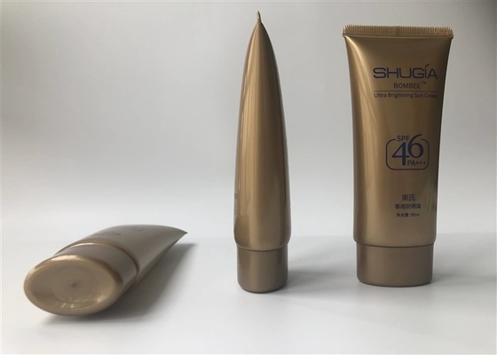 Flat Plastic Tube Bottles Ultra Brightning Sun Cream 1 Color Silk Printing With Elliptical Cap
