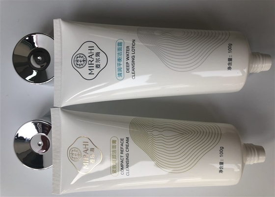 White Plastic Tube Packaging with electoplate glossy silver screw on cap tail sealed 100g