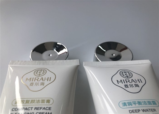White Plastic Tube Packaging with electoplate glossy silver screw on cap tail sealed 100g