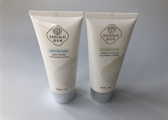 White Plastic Tube Packaging with electoplate glossy silver screw on cap tail sealed 100g