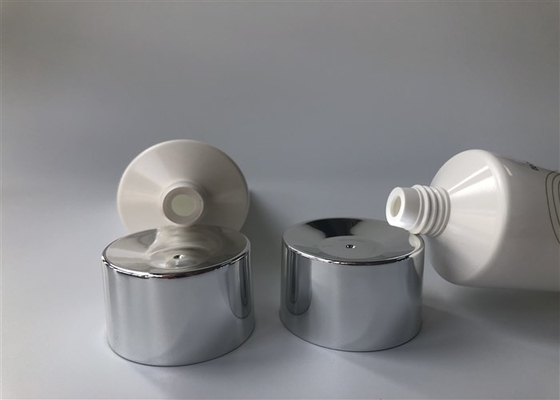 White Plastic Tube Packaging with electoplate glossy silver screw on cap tail sealed 100g