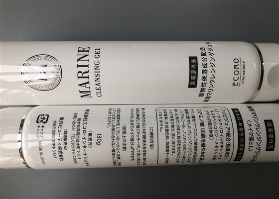 MARINE Cleansing Gel 130g Milk Plastic Cosmetic Tubes With Press Cover Hotstamping Silver Edge