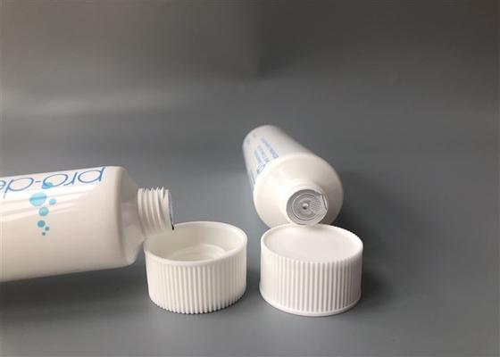 Aqueous Gel Plastic Cosmetic Tubes White Ribbed Screw On Cap Diameter 30mm